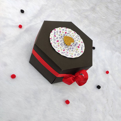 Chandrans Creation Four Layer Chocolate Explosion Box Red Black (With Chocolates)