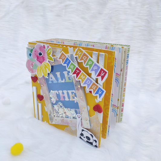 Chandrans Creation Handmade 6-Layer Yellow Birthday Scrapbook