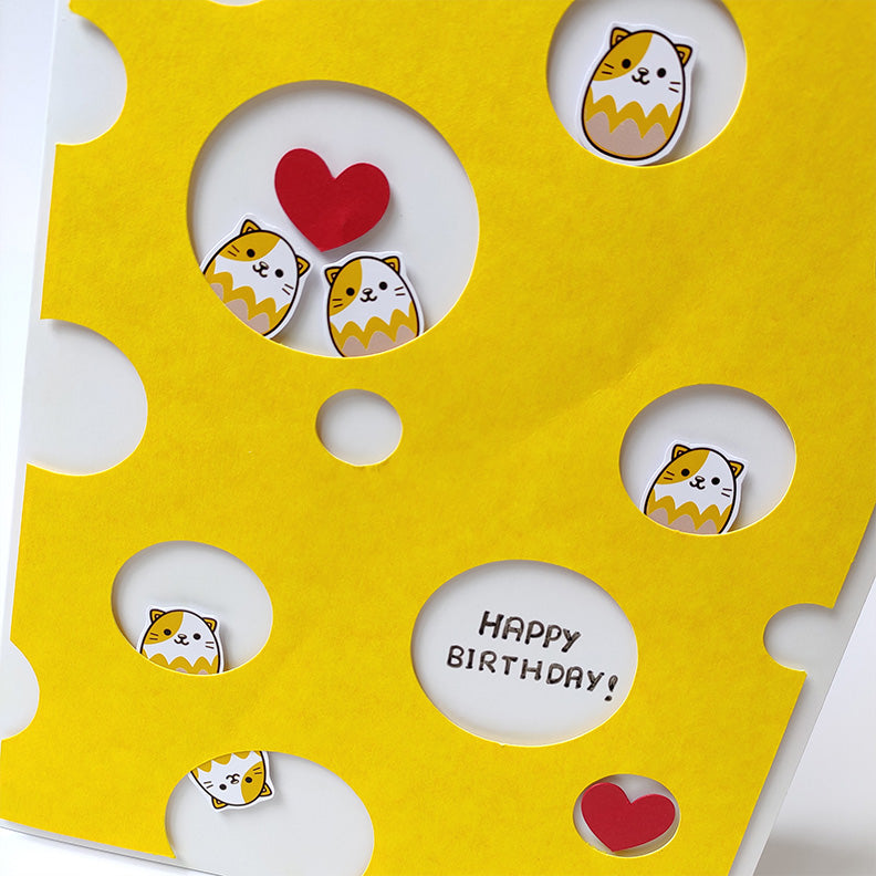 Chandrans Creation Handmade Birthday Cute Yellow Cheese Card