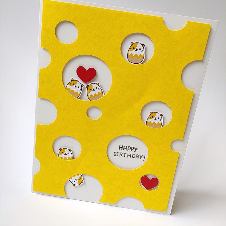 Chandrans Creation Handmade Birthday Cute Yellow Cheese Card